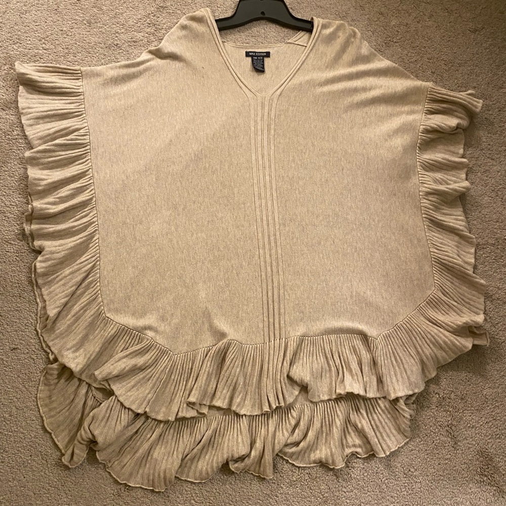 Beige  Women Poncho by Max Edition! 60% cotton, 40% rayon!